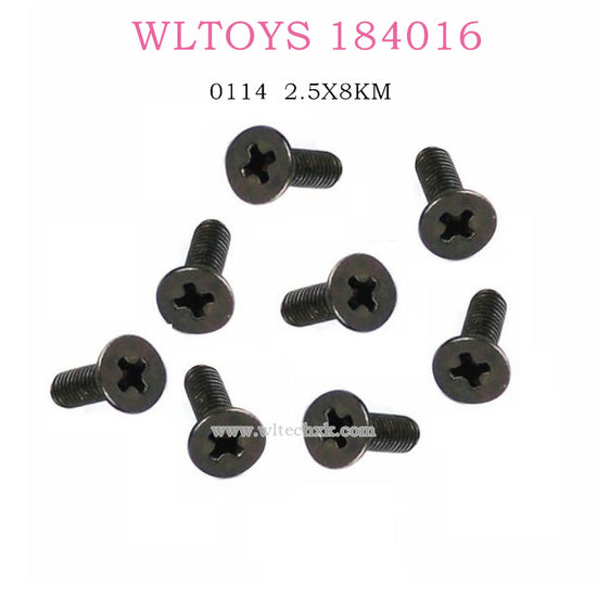 WLTOYS 184016 1/18 RC Car Original parts 0114 Cross flat head Screw 2.5X8KM