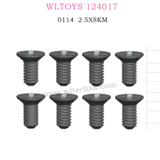 WLTOYS 124017 RC Car Parts 0114 Cross flat head screw 2.5X8KM