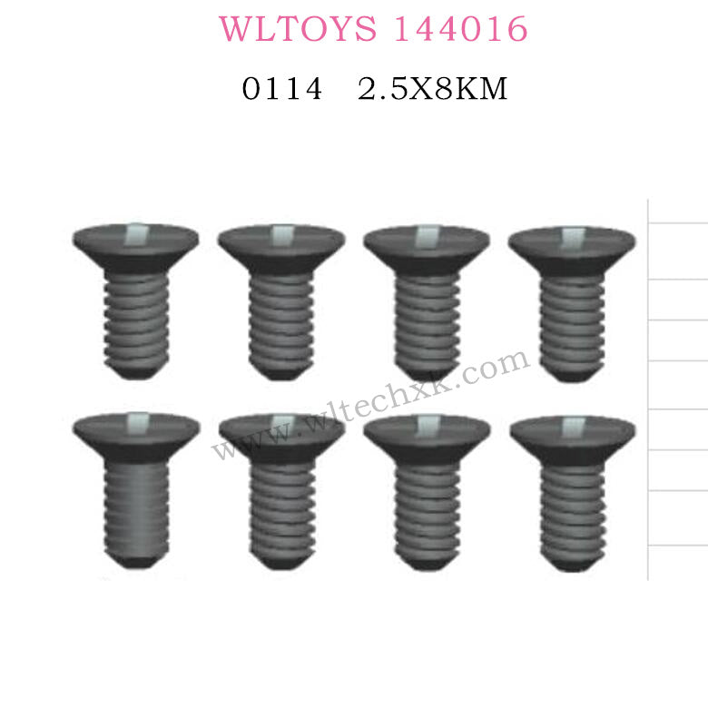 WLTOYS 144016 RC Car Part 0114 Cross flat head screw 2.5X8KM