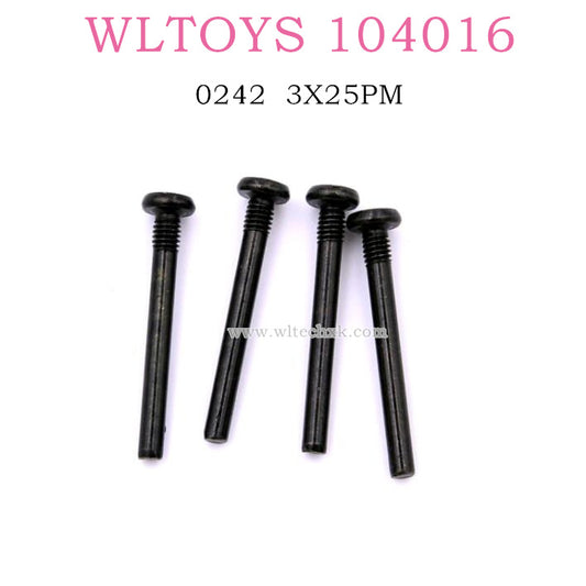 WLTOYS 104016 RC Car Original Parts 0242 3X25 PM Round head with upper cross
