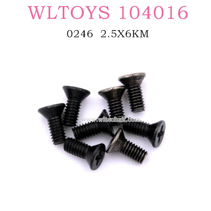 WLTOYS 104016 RC Car Original Parts 0246 2.5x6KM Cross countersunk head screws