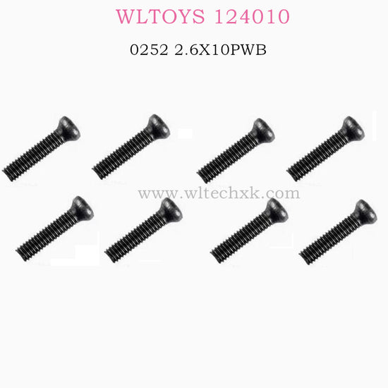 Original WLTOYS 124010 RC Car part 0252 Screws 2.6X10PWB W5