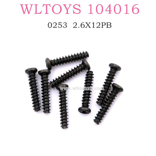WLTOYS 104016 RC Car Original Parts 0253 Round Head Screws 2.6X12PB