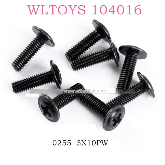 WLTOYS 104016 RC Car Original Parts 0255 3X10PWM7 Phillips pan head