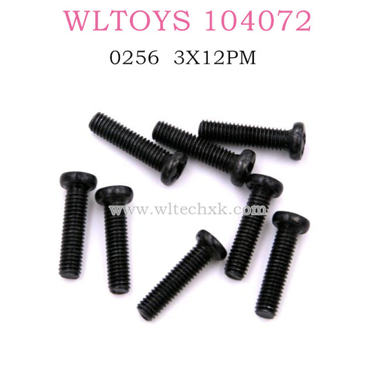 Original part of WLTOYS 104072 1/10 RC Car 0256 Screws 3X12PM