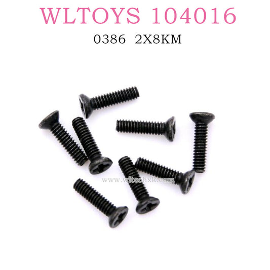 WLTOYS 104016 RC Car Original Parts 0386 2X8KM Phillips flat head screw