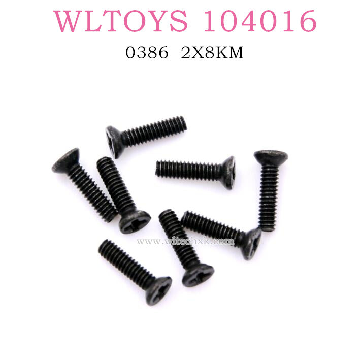 WLTOYS 104016 RC Car Original Parts 0386 2X8KM Phillips flat head screw