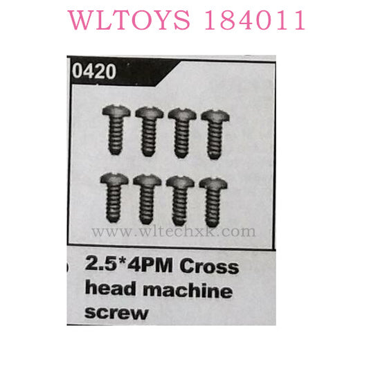 WLTOYS 184011 RC Car Parts Screw Original parts 0420 2.5x4PM Cross Head Machine Screw