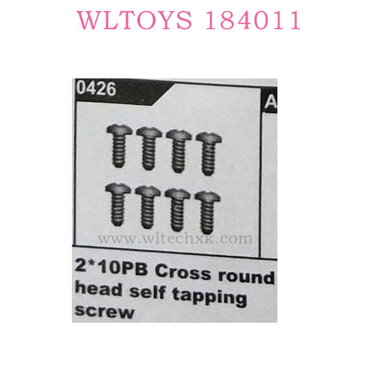 WLTOYS 184011 RC Car Parts Screw Original parts 0426 &nbsp;2x10PB Cross Round Head Self Tapping Screw