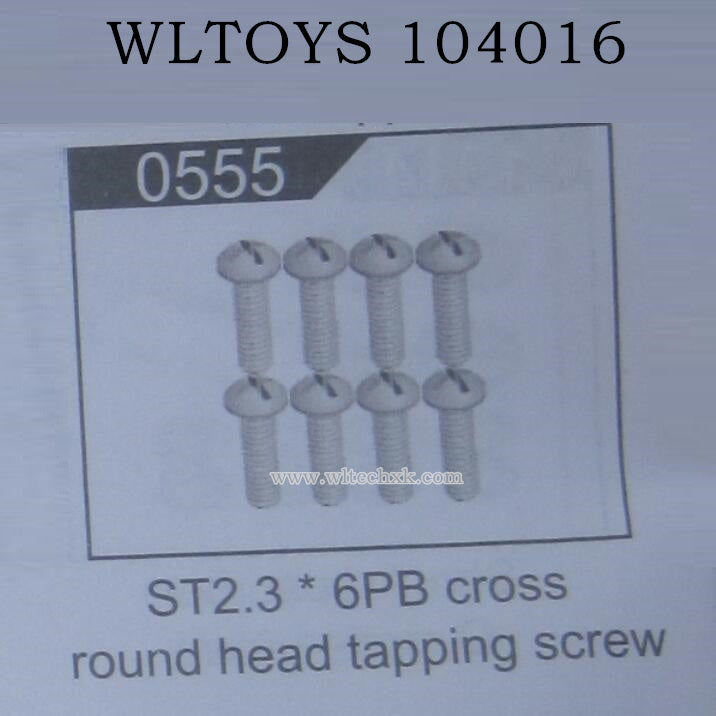 WLTOYS 104016 Parts ST2.3X6PB Cross Round Head Tapping Screws 0555