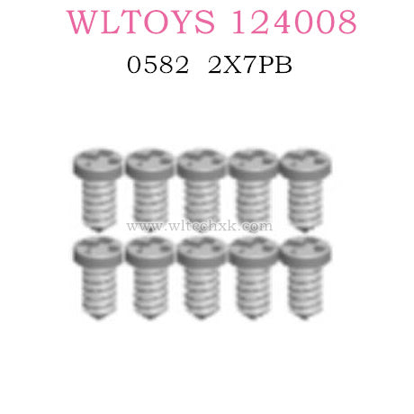 Original part of WLTOYS 124008 RC Car 0582 Round head flat tail screw 2X7PB D.5