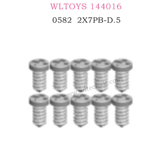 WLTOYS 144016 RC Car Part 0582 Round head flat tail screw 2X7PB D.5