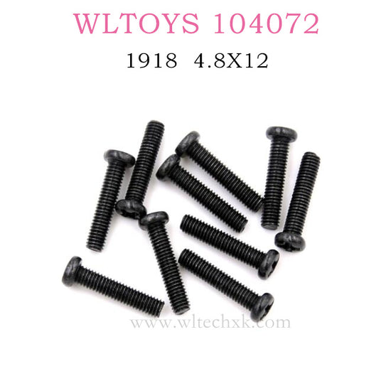 Original part of WLTOYS 104072 1/10 RC Car 0875 Round head Phillips machine screw 3X14PM