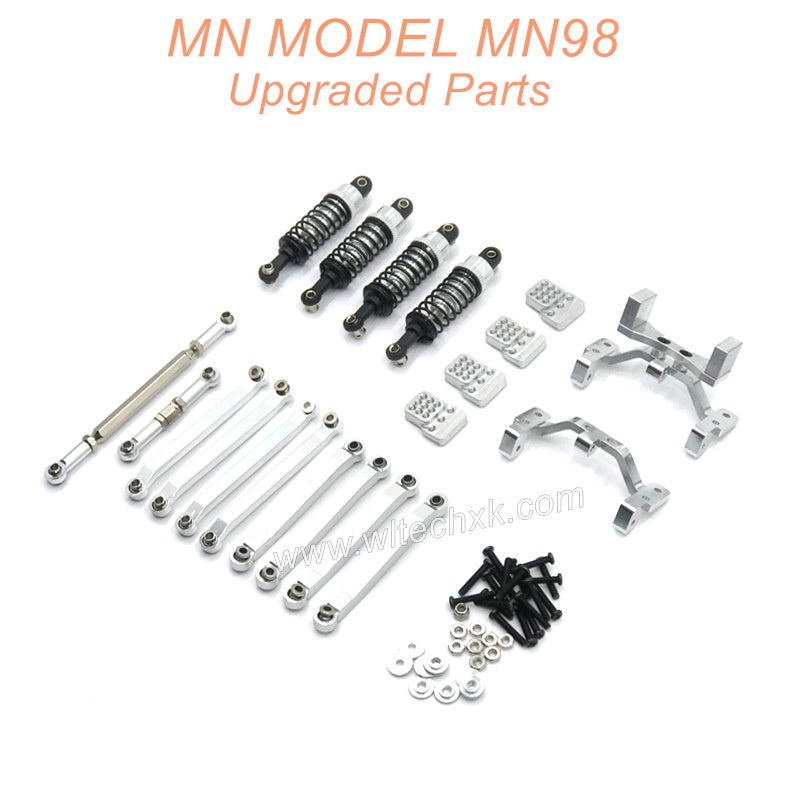 10-MN-MODEL-MN98-D98-Upgrade-Parts-Shock-absorber-and-Connect-Rod-Silver