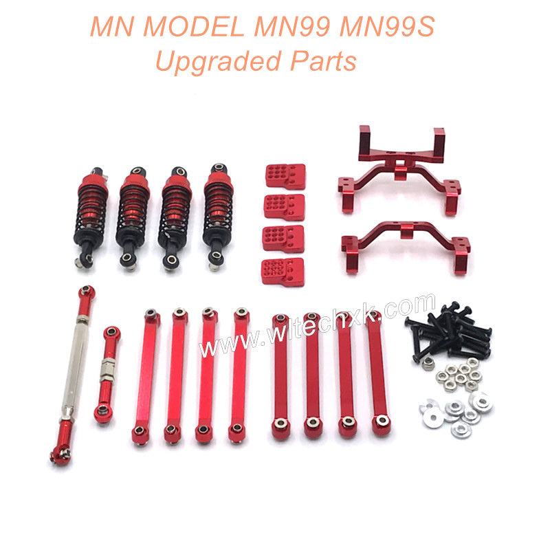 10-MN-MODEL-MN99-MN99S-Upgrade-Parts-Shock-absorber-and-Connect-Rod-Red-1