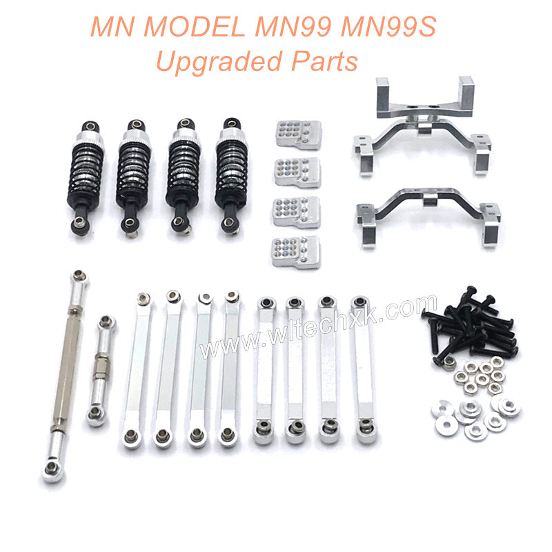 10-MN-MODEL-MN99-MN99S-Upgrade-Parts-Shock-absorber-and-Connect-Rod-Silver-1