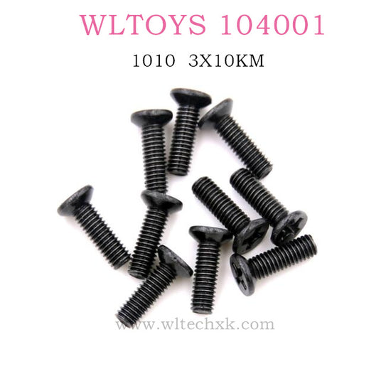 WLTOYS 104001 RC Car Original parts 1010 Phillips Countersunk Head Machine Screw 3X10KM