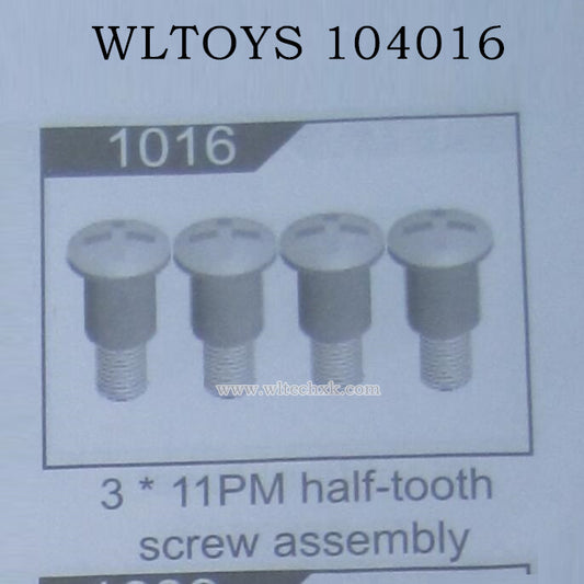 WLTOYS 104016 RC Car Original Parts 1016 Half Tooth Screw 3X11PM