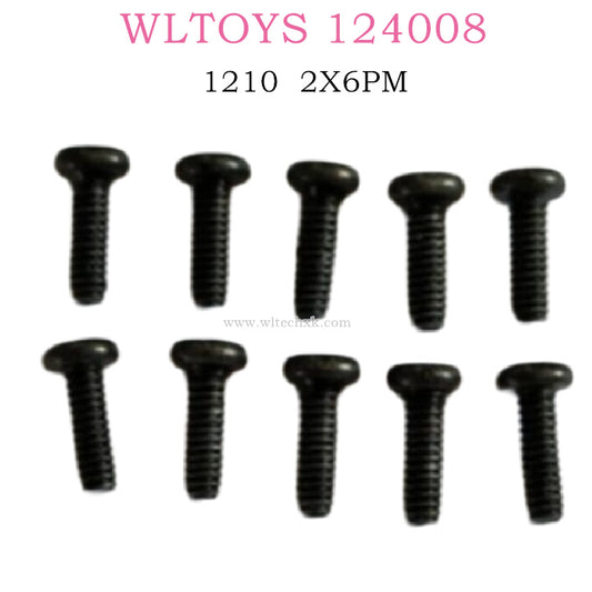 Original part of WLTOYS 124008 RC Car 1210 Phillips round head screw 2X6PM