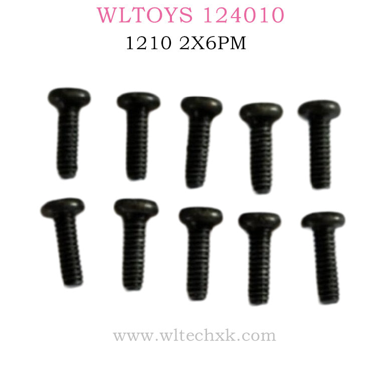 Original WLTOYS 124010 RC Car part 1210 Cross round head machine teeth screws 2X6PM