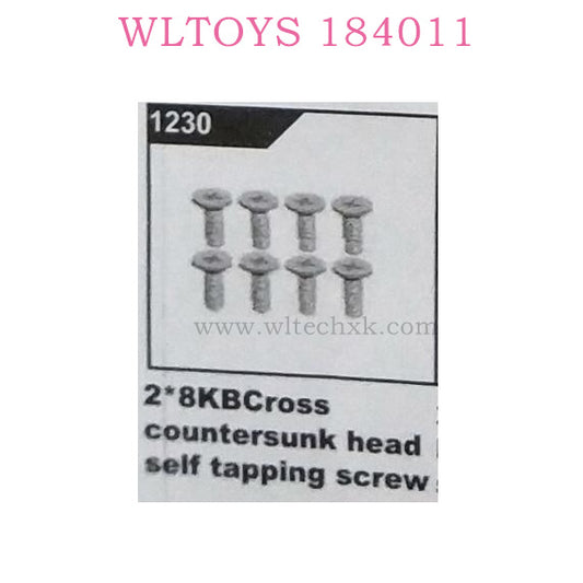 WLTOYS 184011 RC Car Parts Screw Original parts 1230 &nbsp;2x8KB Cross Countersunk Head Self Tapping Screw