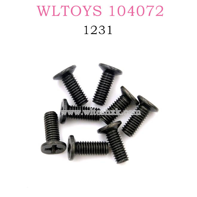 Original part of WLTOYS 104072 1/10 RC Car 1231 Phillips countersunk head machine screw