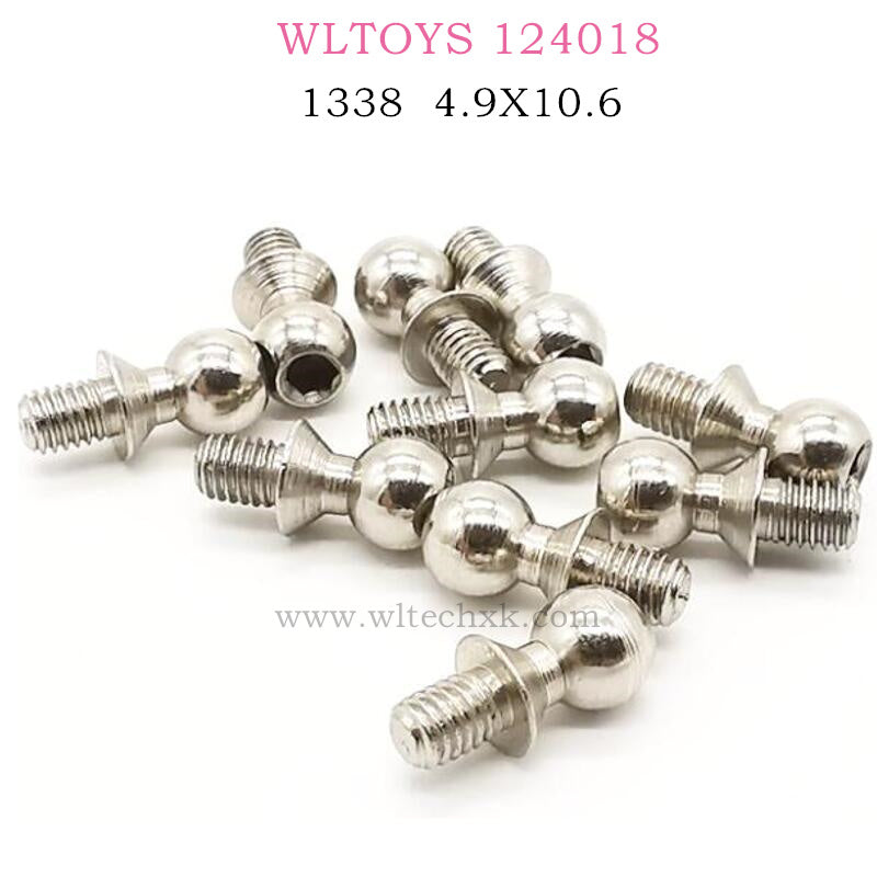 WLTOYS 124018 RC Car Original parts 1338 Ball head screw 4.9X10.6