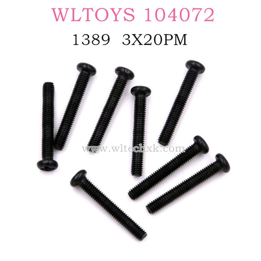 Original part of WLTOYS 104072 1/10 RC Car 1389 Phillips round head machine screw 3X20PM D5.0