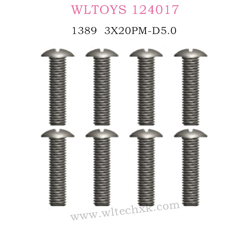 WLTOYS 124017 RC Car Parts 1389 Cross head machine screw 3X20PM D5.0