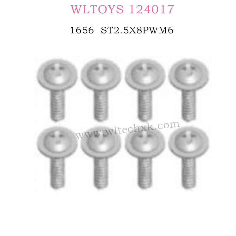 WLTOYS 124017 RC Car Parts 1656 Cross head screw ST2.5X8PWM6