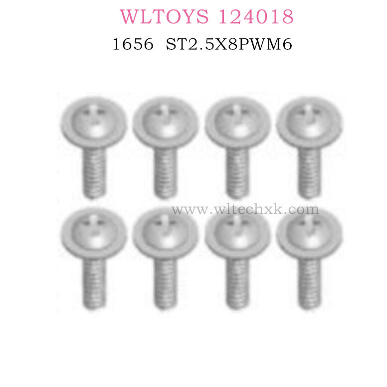 WLTOYS 124018 RC Car Original parts 1656 Cross head screw ST2.5X8PWM6