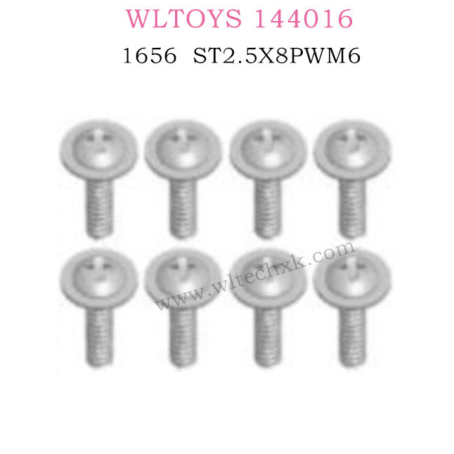 WLTOYS 144016 RC Car Part 1656 Phillips Round head Screw ST2.5X8PWM6