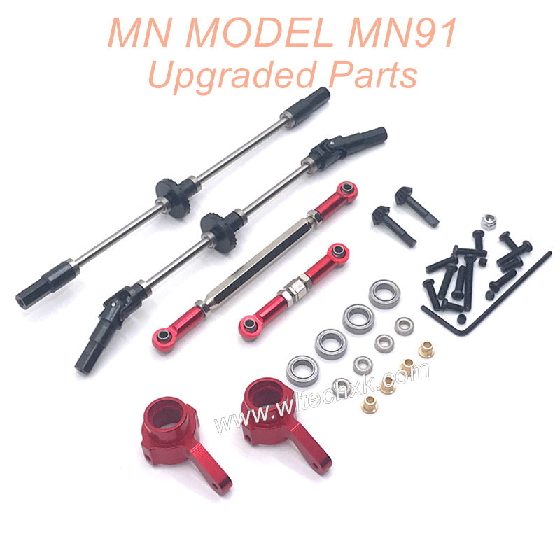 18-MNMODEL-MN91-rc-car-Upgrades-Parts-Front-and-Rear-Axle-Assembly-and-Connect-Rods-Red