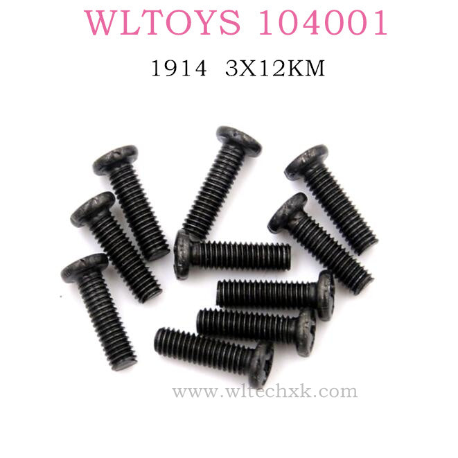 WLTOYS 104001 RC Car Original parts 1914 Phillips round head machine screw 3X16PM