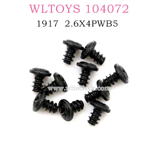 Original part of WLTOYS 104072 1/10 RC Car 1917 Self tapping screws with round head 2.6X4PWB5