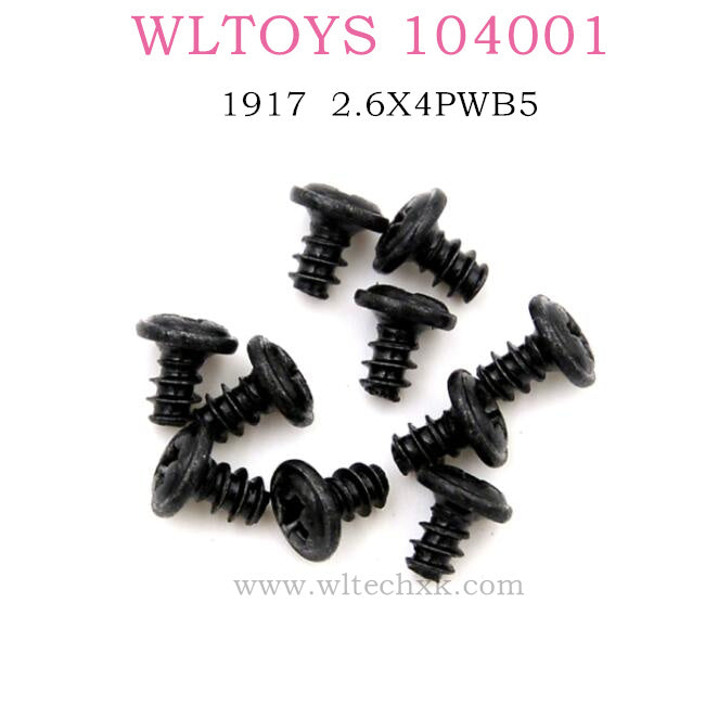 WLTOYS 104001 RC Car Original parts 1917 Self tapping screws with round head 2.6X4PWB5