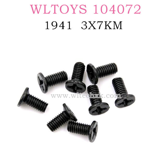 Original part of WLTOYS 104072 1/10 RC Car 1941 Phillips Countersunk head Machine Screw 3X7KM