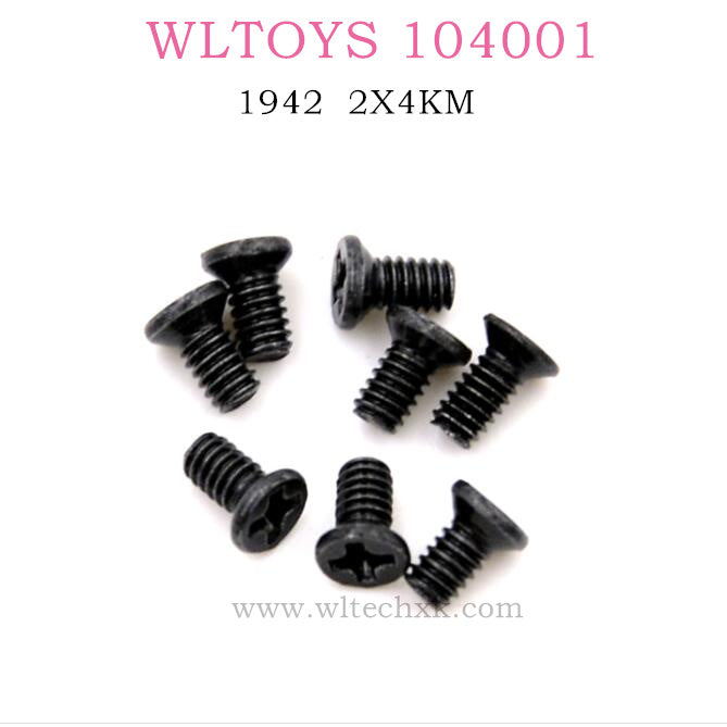 WLTOYS 104001 RC Car Original parts Phillips Countersunk head Machine Screw 2X4KM 1942