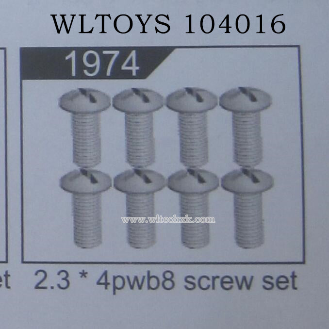 WLTOYS 104016 RC Car Original 1974 Screw 2.3X4PWB8