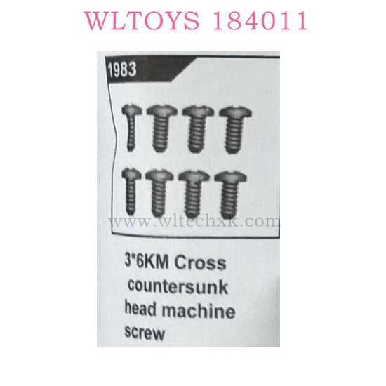 WLTOYS 184011 RC Car Parts Screw Original parts 1983 &nbsp;3X6KM Cross Countersunk Head Machine Screw