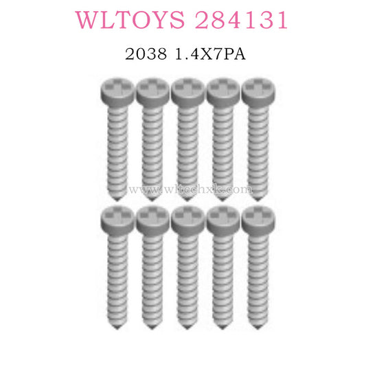 WLTOYS 284131 1/28 RC Car Original parts 2038 Cross Round Head and Pointed Tail self-tapping Screws 1.4X7PA D2