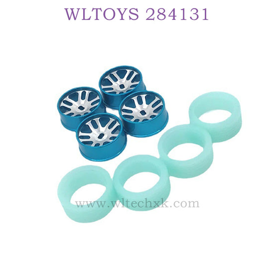 WLTOYS 284131 1/28 RC Car Upgrade Parts Metal Hub and Luminous tyre blue