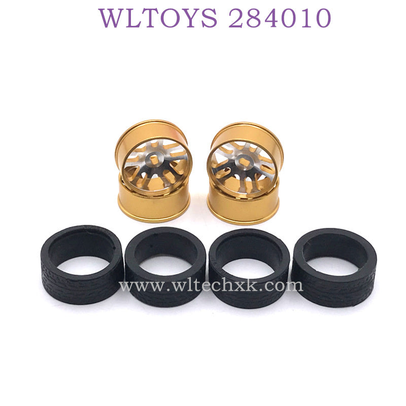 Upgrade parts of WLTOYS 284010 RC Car Metal Hub and Tire gold