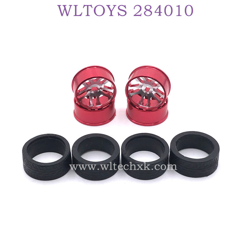 Upgrade parts of WLTOYS 284010 RC Car Metal Hub and Tire red