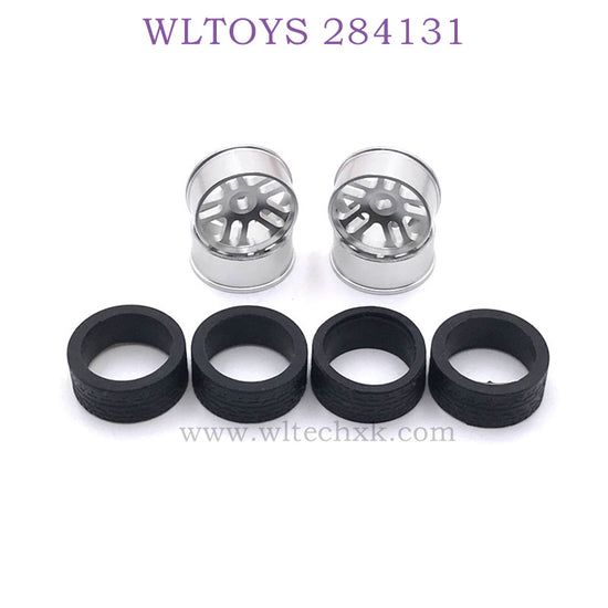 WLTOYS 284131 1/28 RC Car Upgrade Parts Metal Hub and Tire silver