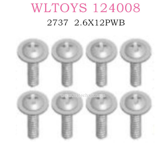 Original part of WLTOYS 124008 RC Car 2737 2.6X12PWB Phillips round head self tapping screw