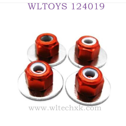 WLTOYS 124019 1/12 RC Car Upgrade M3 Hex Nut red