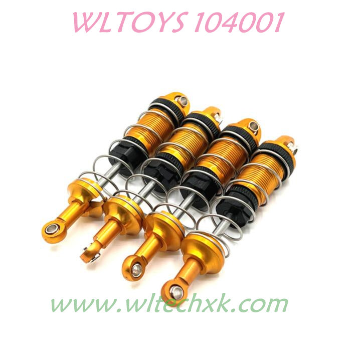 WLTOYS 104001 Front and Rear Spring shock absorber Upgrade 1/10 Brushless 45 km/h RC Car yellow