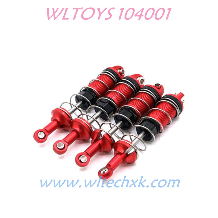 WLTOYS 104001 Front and Rear Spring shock absorber Upgrade 1/10 Brushless 45 km/h RC Car red