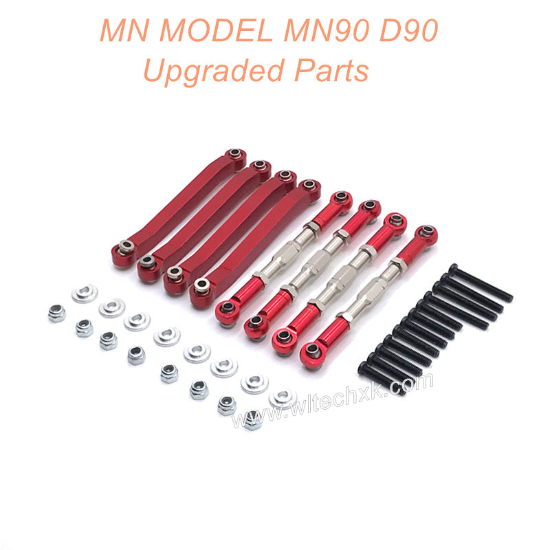 4-MN-MODEL-MN90-D90-rc-car-Upgrade-Parts-Metal-Connect-Rods-Red